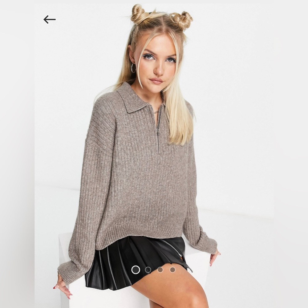 ASOS Weekday Sweater with Zip Collar